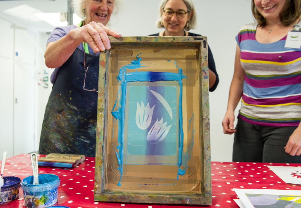 Carry Akroyd, and participants in the printing workshop © Cheryl-Samantha Owen