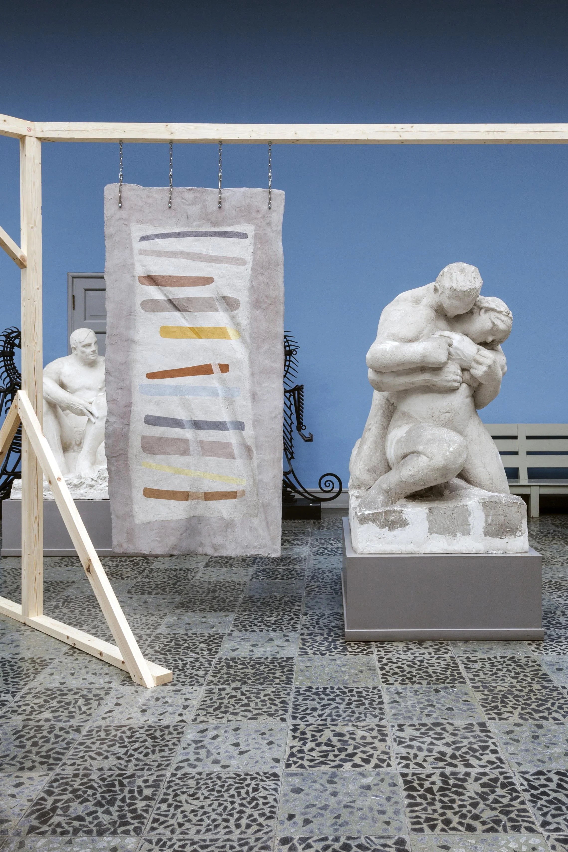  Projections, fiber-reinforced and pigmented concrete, steel and silicate paint, 220 x 120 cm, 2015. With Steffen Håndlykken. 