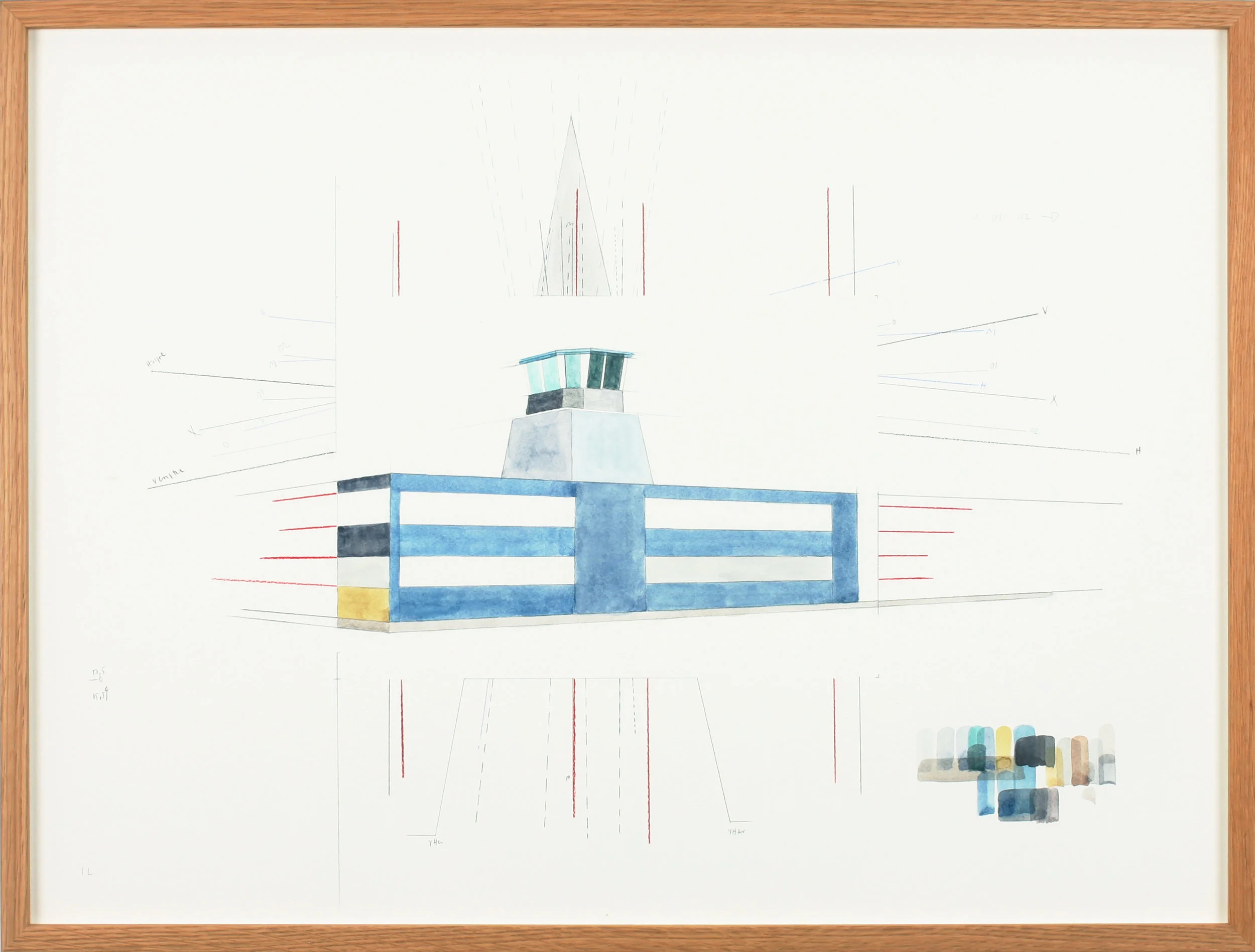  Turquoise component, pencil and water colour on paper, 50 x 67 cm, 2012-14. 