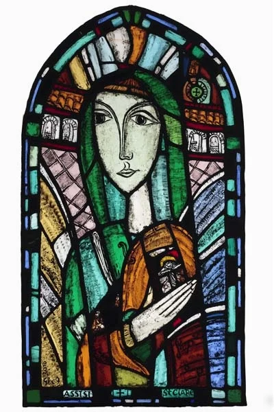 St Clare , 2010, stained glass 45 x 25 in / 114 x 63.5 cm