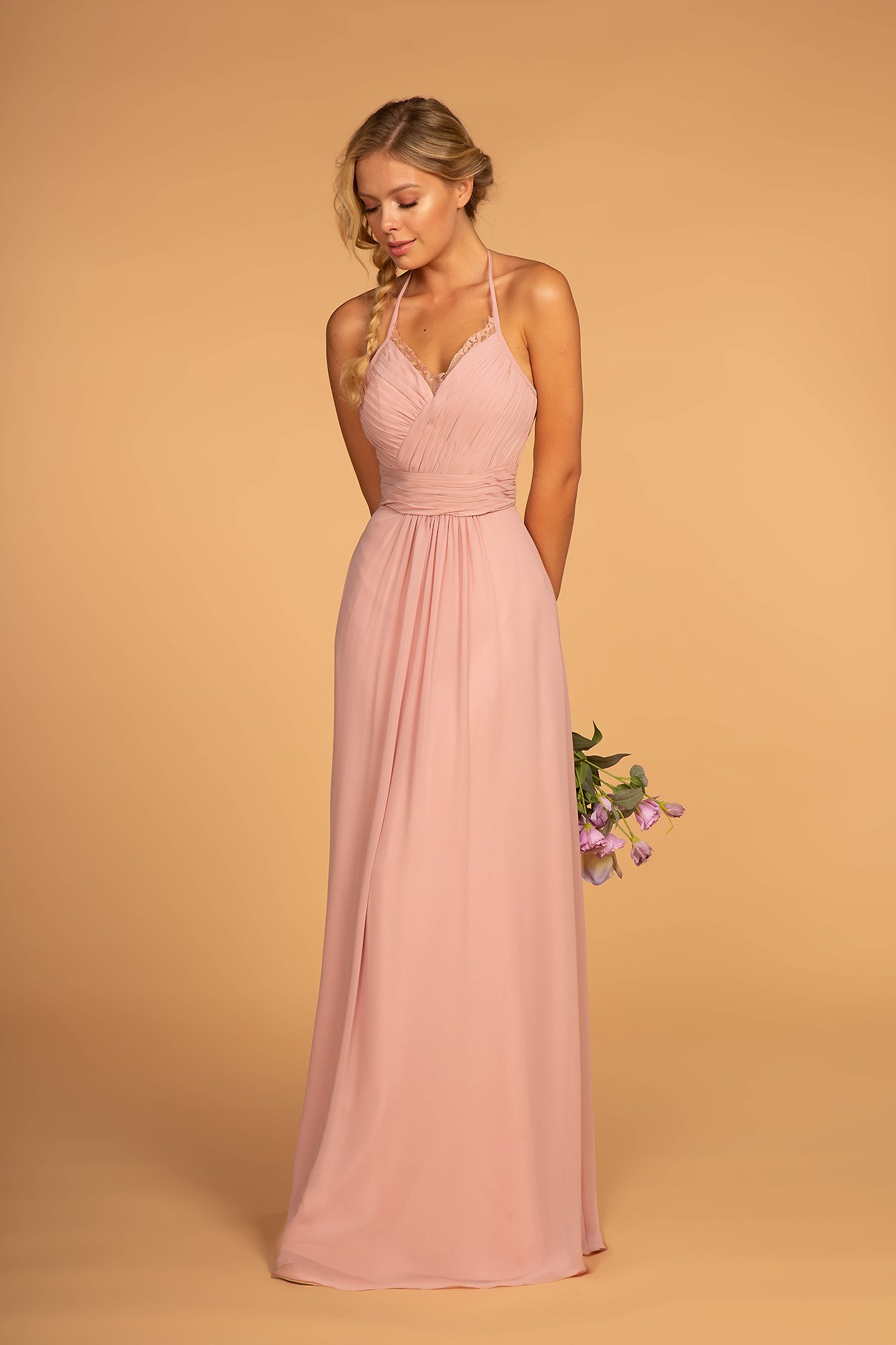 GL2606 Halter Neck Chiffon Long Dress — Dress Haute Couture House