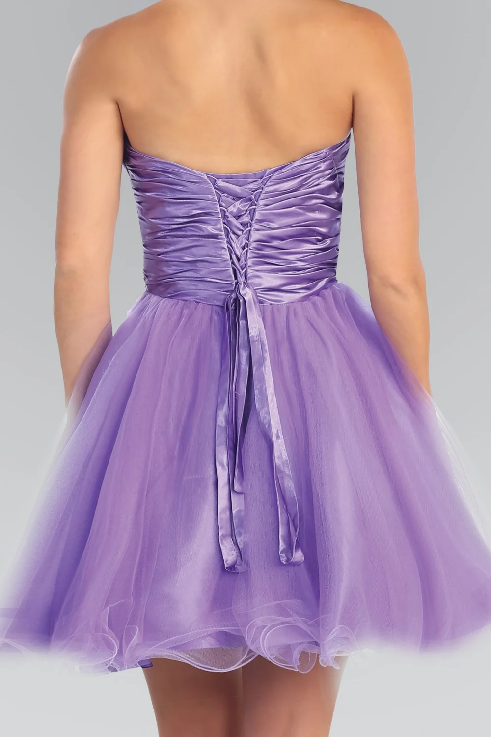GS1052 Strapless Sweetheart Beaded Tulle Short Dress with Pleated Satin Waistband Dress Haute Couture House GS1052 Strapless Sweetheart Beaded Tulle Short Dress with Pleated Satin Waistband Dress Haute Couture House