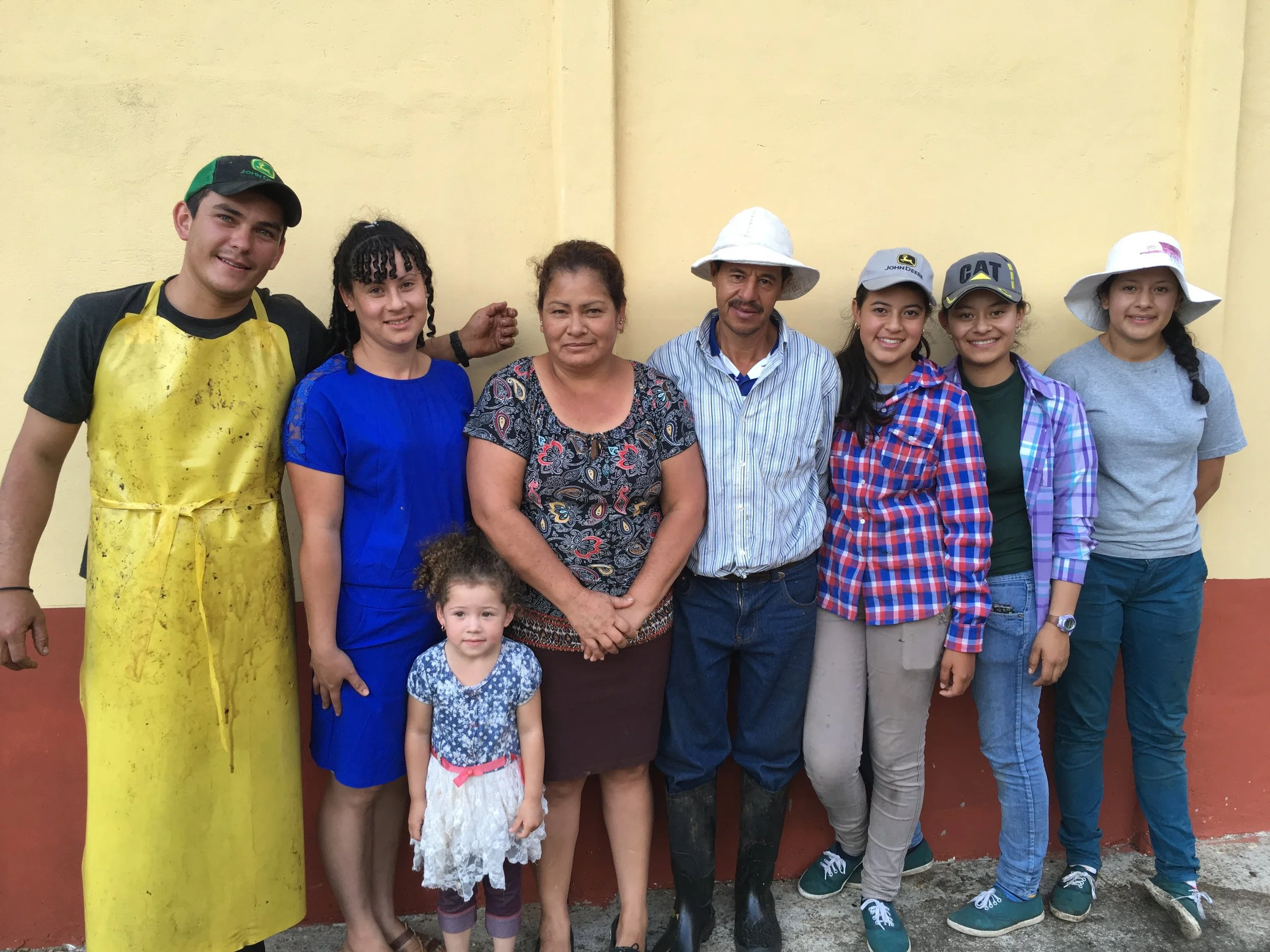 Familia Calderón Martinez of Grantios de Ortiz micro mill in Tarrazú, Costa Rica. The four sisters, from left Jocksileny, Joyce, Johana and Diana Calderón Martínez, run the beneficio while their father, Omar, manages the family’s coffee plantations.
