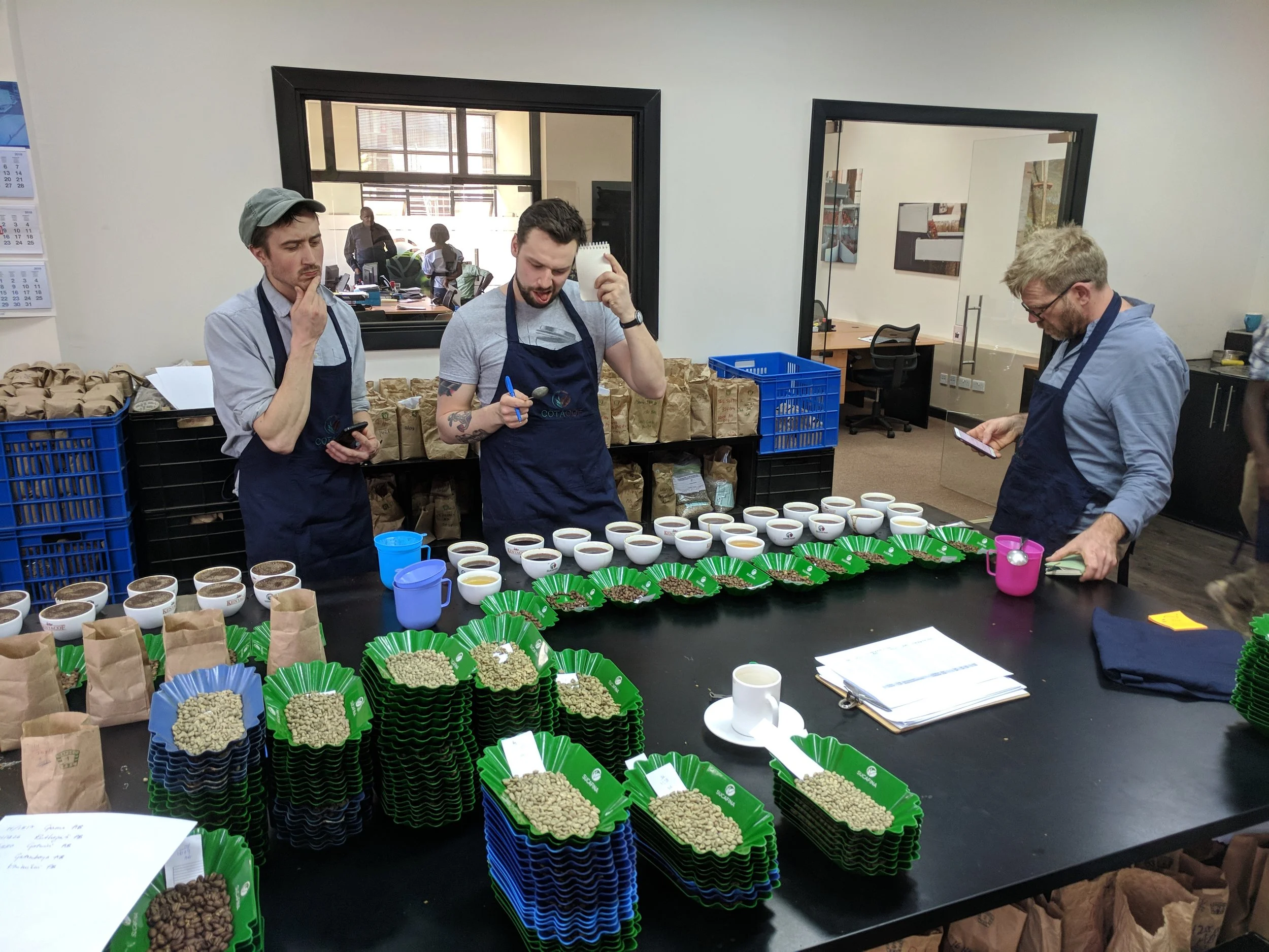 Decisions are hard - Will (left, Tandem Coffee Roasters), Ondrej (middle, Doubleshot) and Robert grapple with the difficult task of selecting the best of the best. 