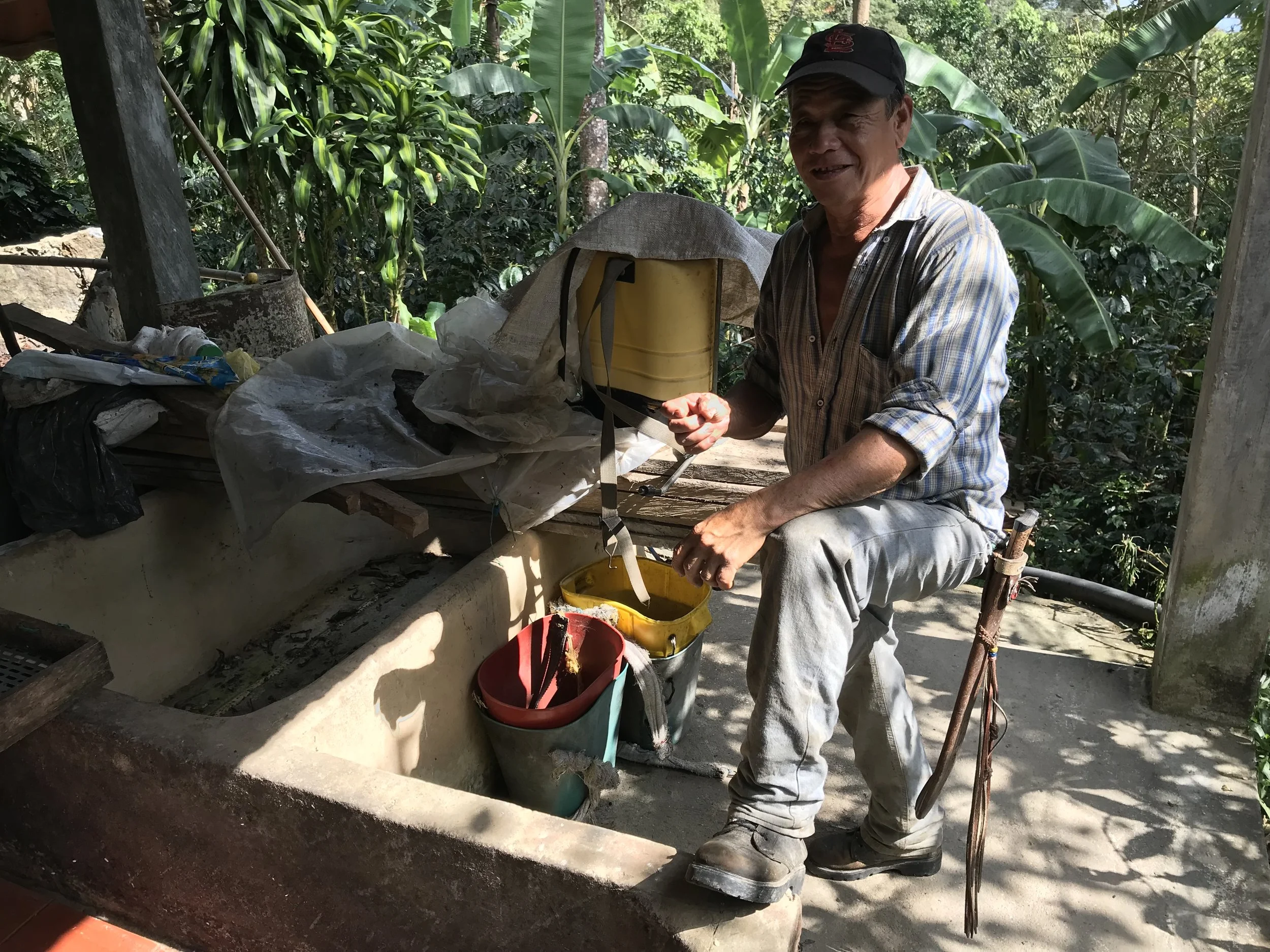 Faustino by his processing tanks