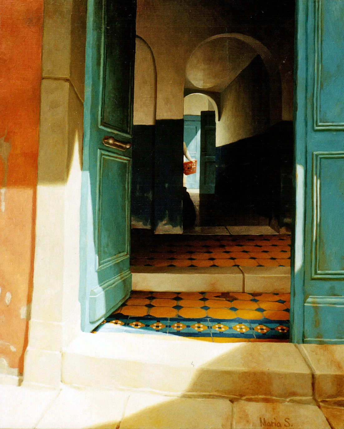 Hall d'entrée au carrelage jaune
