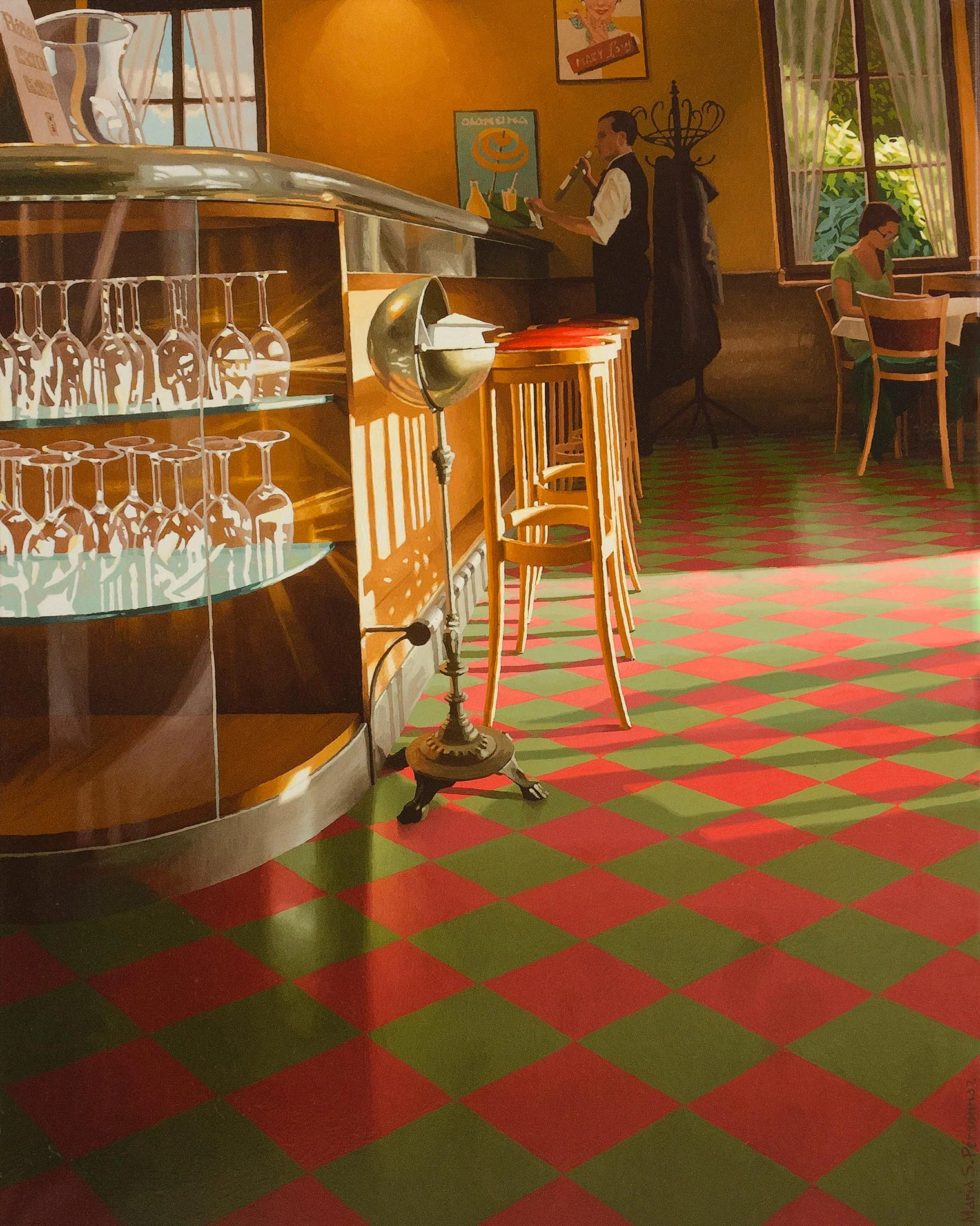 Sunset on a red and green tiling (2)