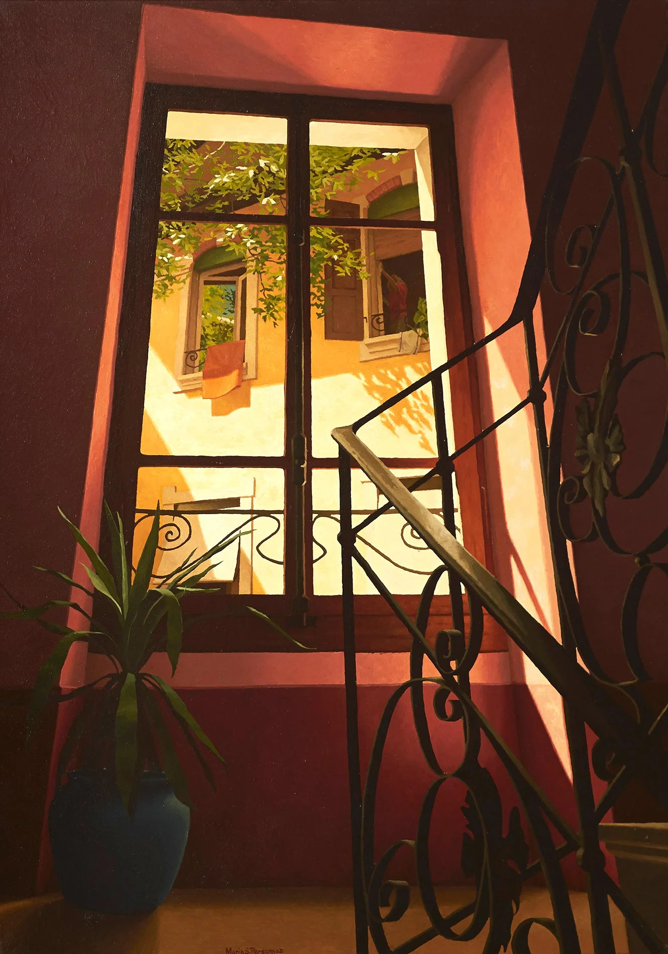 Staircase with wrought iron