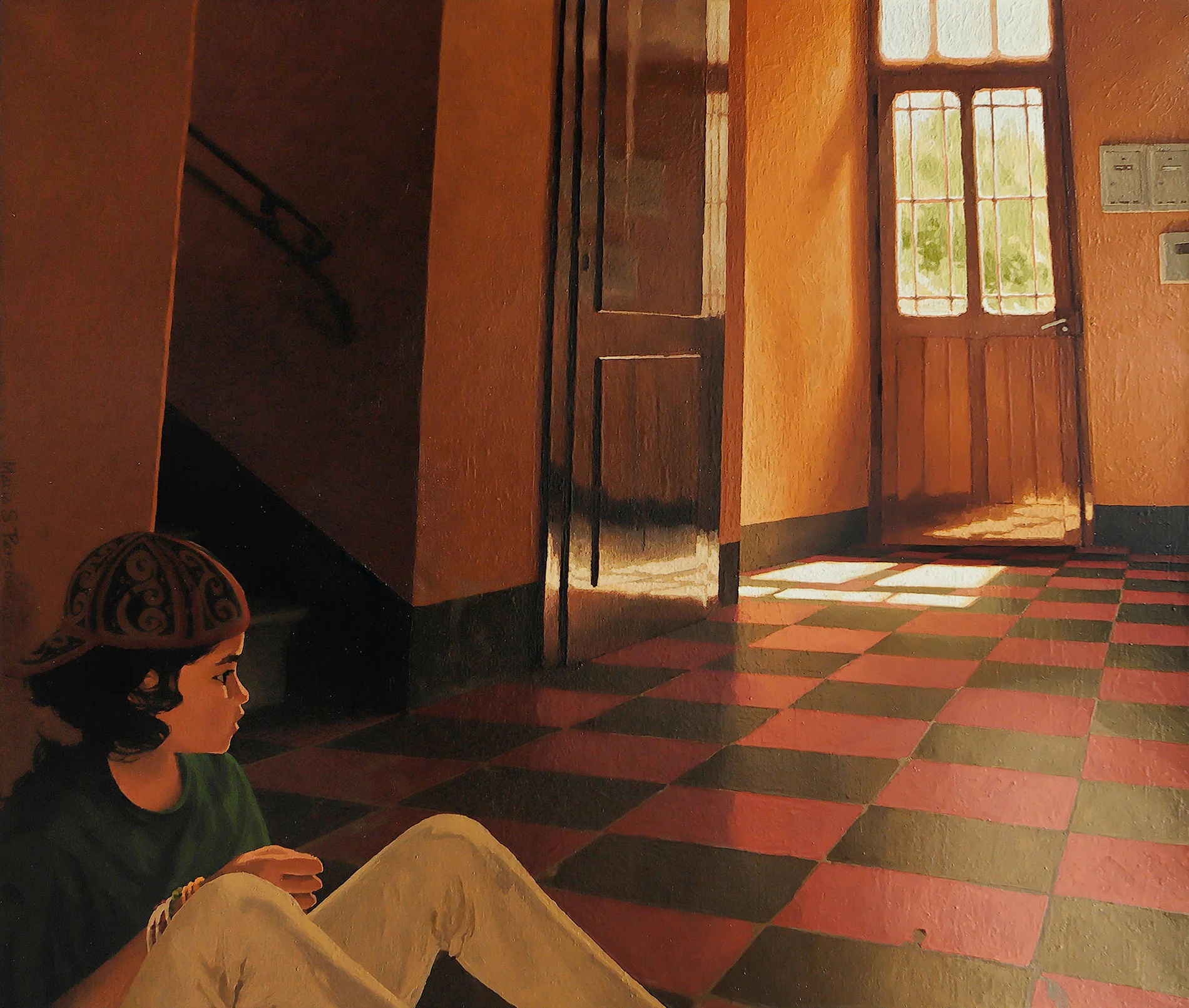 The glass door