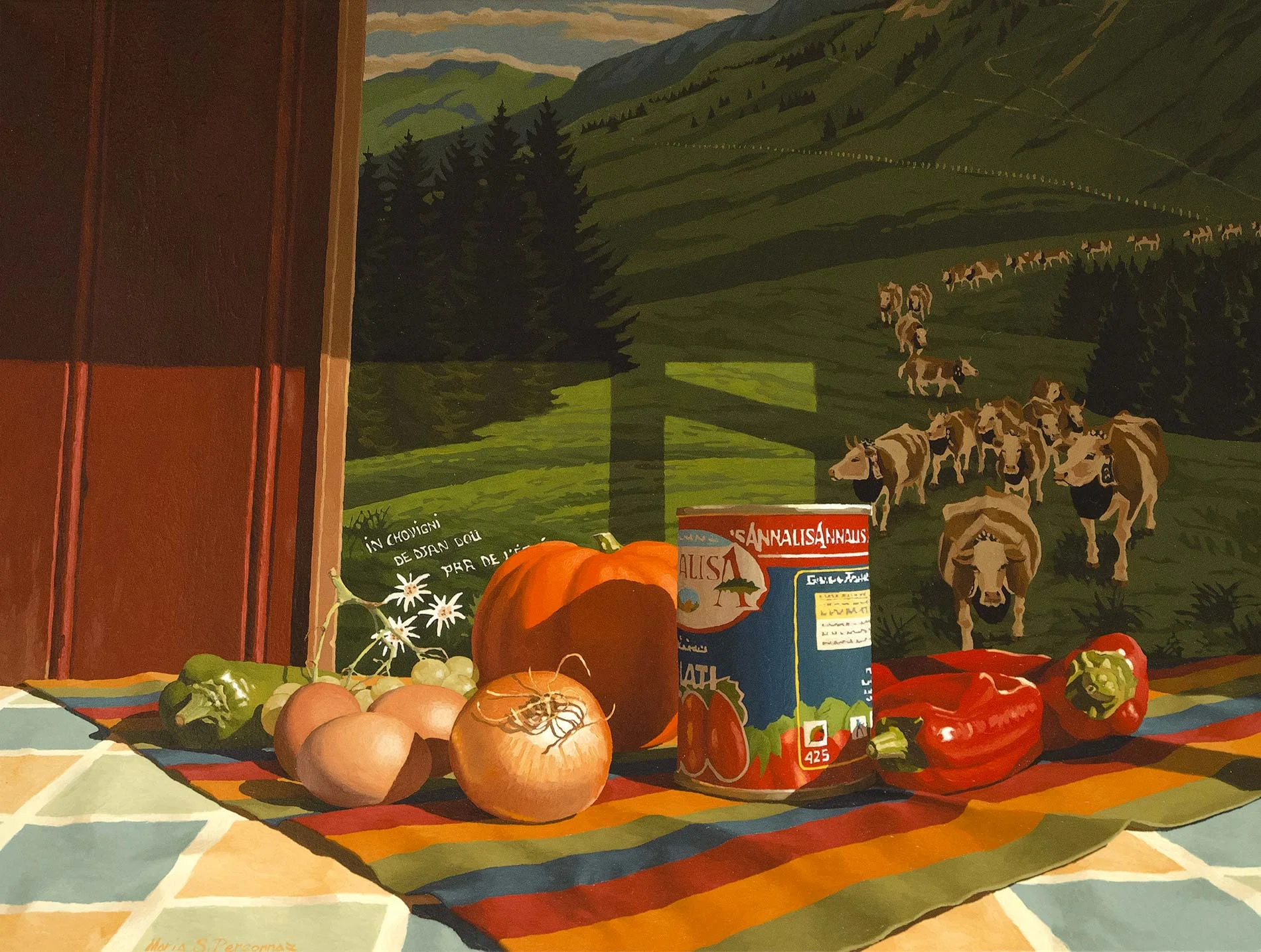 Foods and fragment of a painting of Felix Castella