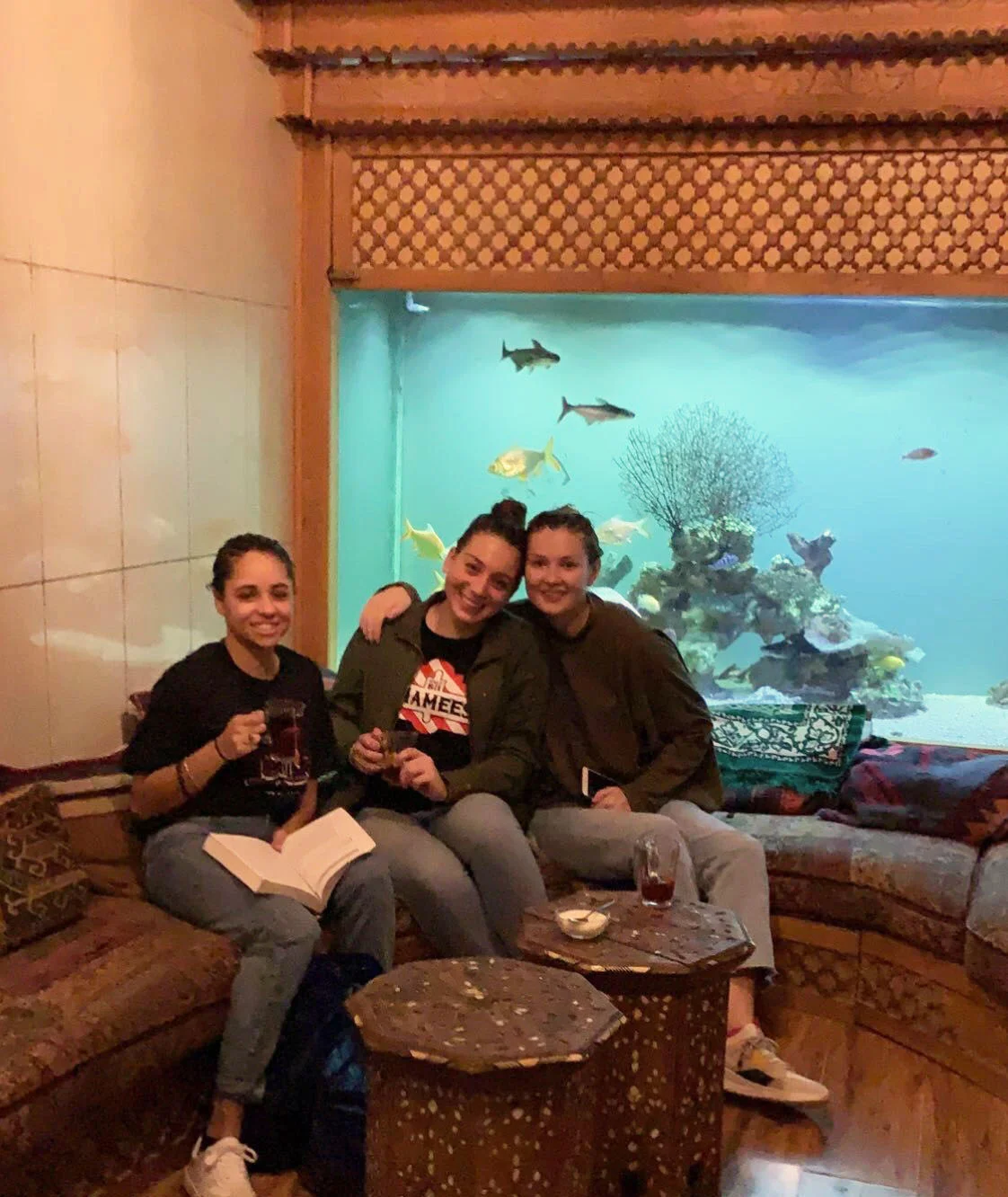 Enjoying our tea after a day at the hamam! Photo credit: M. Arguin, 2019