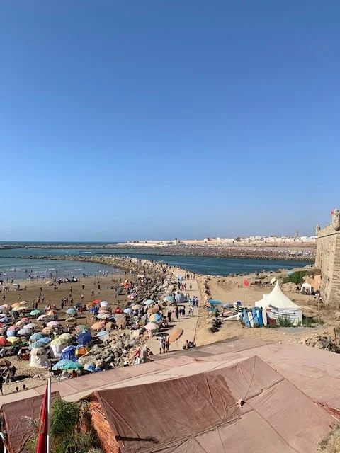 The beach can get pretty busy in the summer, so it might be better to surf earlier in the morning. Photo credit: Finley, 2019