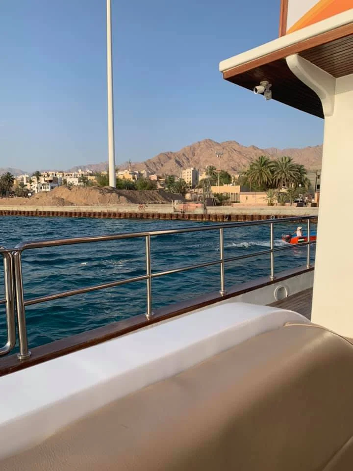 This is a view of Aqaba from the boat before we departed. The city is focused on tourism, but I was able to see from here where the approximately 188,000 residents live. In my conversations with some of the employees at the hotel and in the city, young people will move from places like Amman to come and work in the tourism industry. Sometimes, they come from even farther away; while this may have been a translation mistake, I think our snorkeling guide was from South Africa! Photo credit: Moriarty, 2019