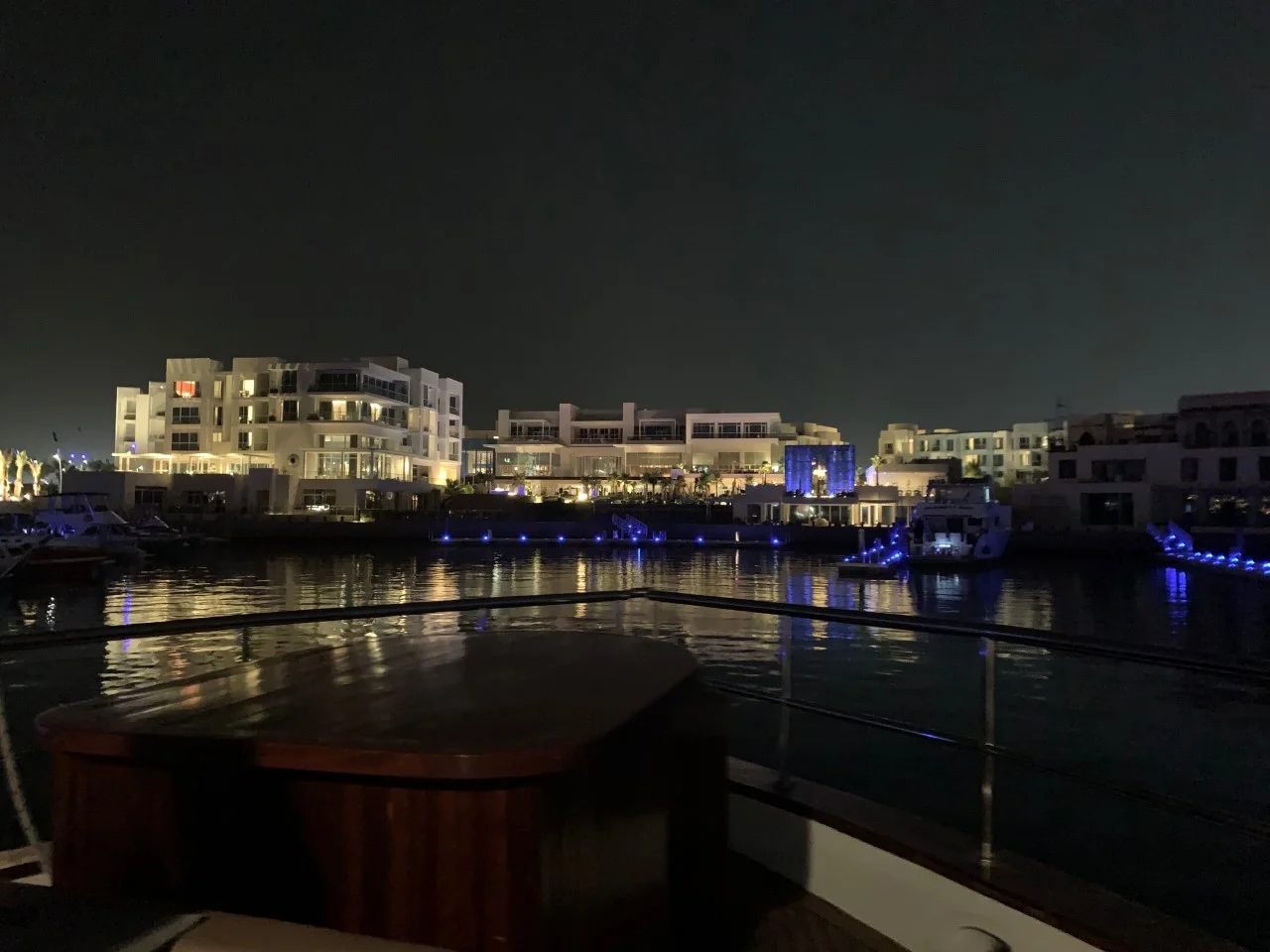 After an amazing dinner, one of my friends and I went to the bridge of the ship to watch the captain pilot the ship. We would have been fine with watching, but he put the boat in park and allowed us to pretend to steer the ship. We then made it back to the dock, but instead of getting off and taking the bus back to the hotel, the ship’s crew delivered us to the hotel by boat! My friends and I felt like VIPs, and in the process, we met a family from Saudi Arabia and conversed with them in a mix of Arabic and English. This picture is our hotel from the back. Photo credit: Moriarty, 2019