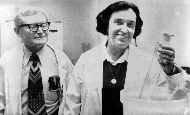 Rosalyn Yalow, PhD with Solomon Berson, MD, pioneered research that led to a Nobel Prize in Physiology or Medicine in 1977.  Source: Department of Veterans Affairs