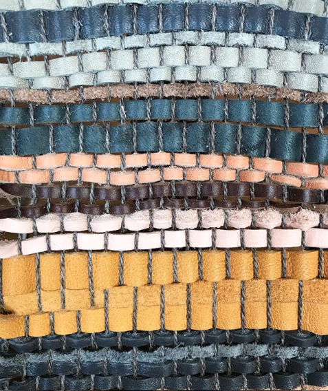 Woven leather tapestry