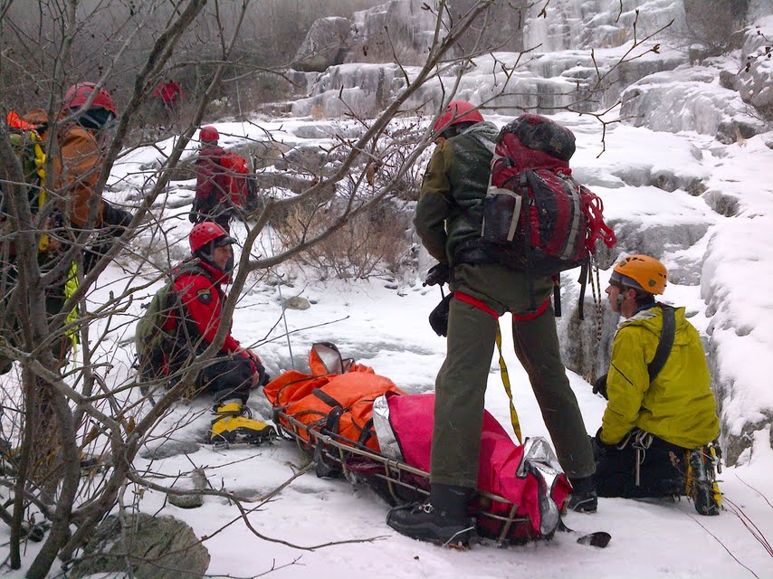 High angle ice rescue