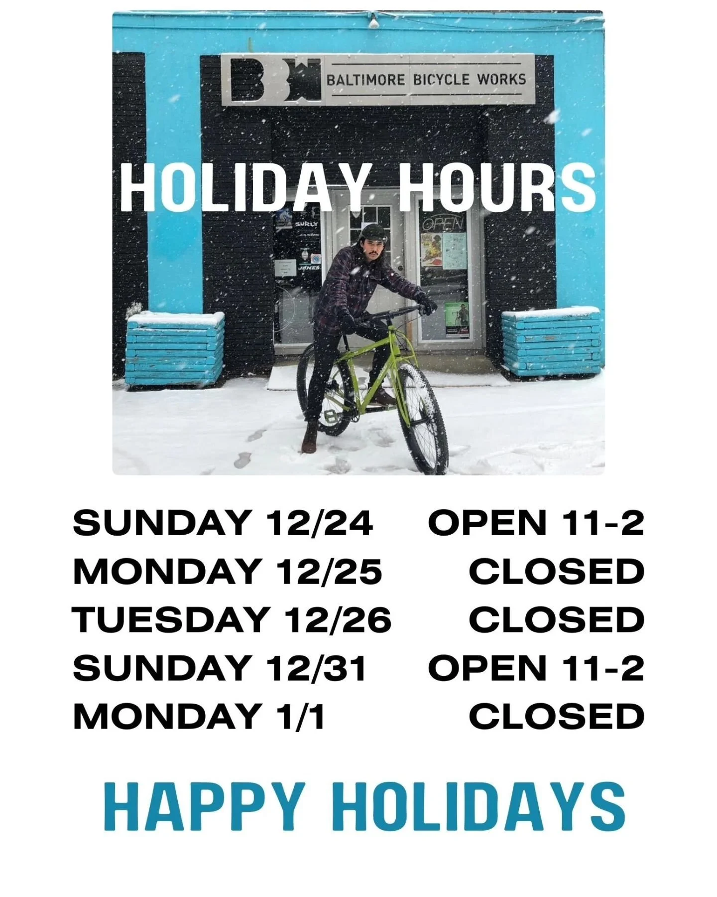 We hope you get to spend time with the people that you love and matter to you the most these holidays! We will be doing the same, so here are our updated hours.