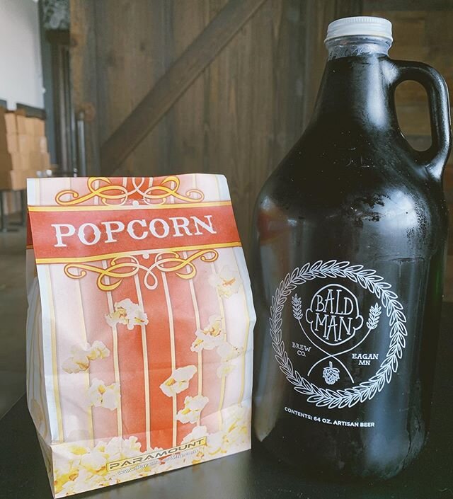 Buy a growler today (5/6) and get a free bag of Bald Man&rsquo;s famous popcorn! One per customer, while supplies last! #baldmanbrewing