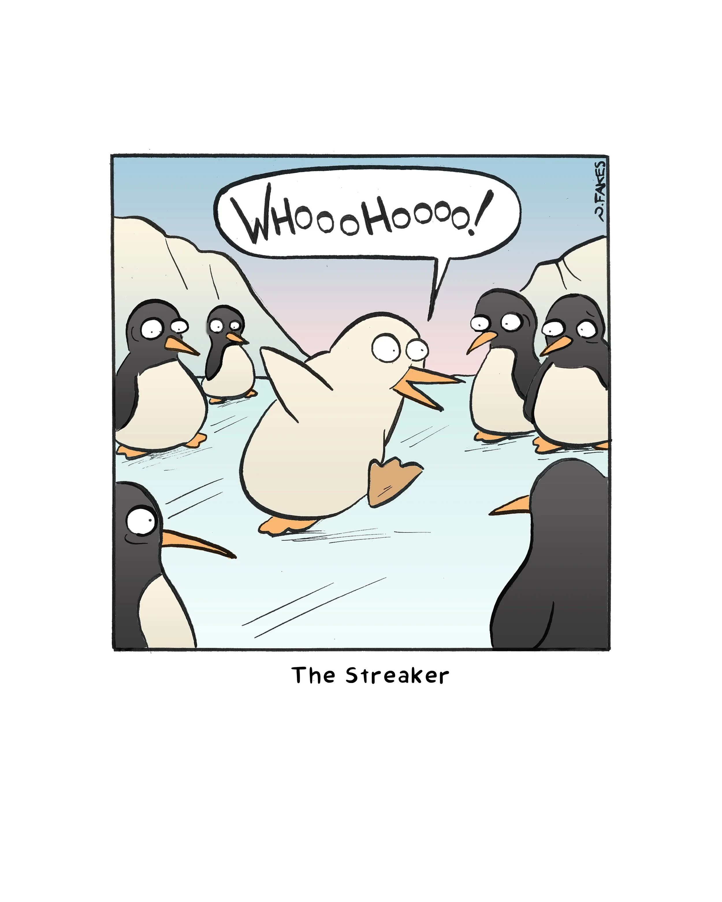 Penguin Streaker 8"x10" Signed Print
