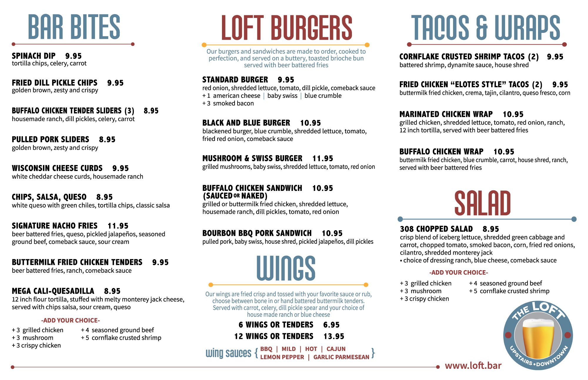 The loft menu deals