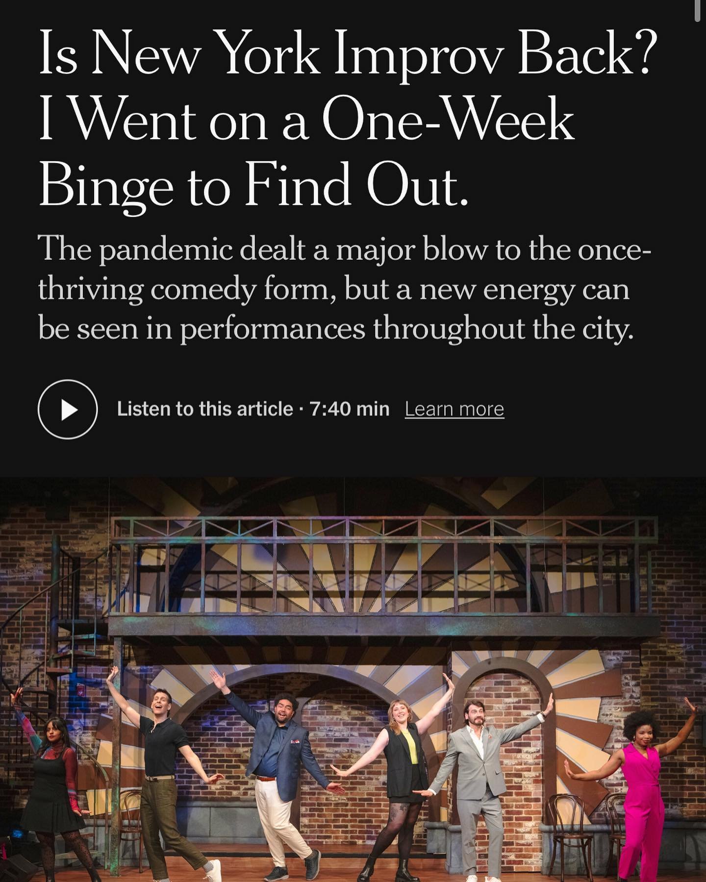 New York Improv is back and better than ever! Thanks to @zinomanj of the @nytimes for covering the return of New York Improv! We are honored to be mentioned alongside some of New York's finest comedy institutions! Live, laugh, love! 😍😍😍😍🎤🎤🎤