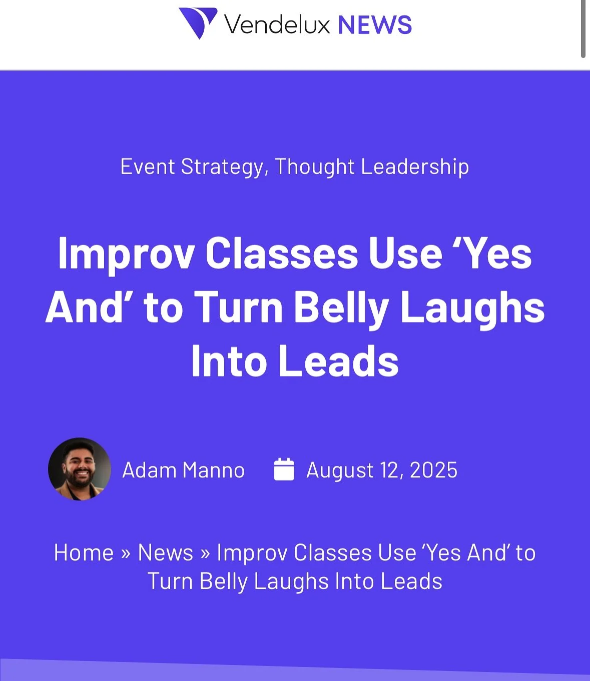 All things comedy and corporate workshops for @vendelux news! Thanks @adammanno for the story 📰⭐️ Want to add some improv to your corporate workshop? Find out more on our website brooklyncc.com/corporate ✨