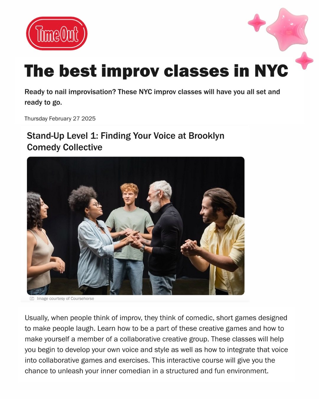 💖Thank you @timeoutnewyork for this lovely write up! ☄️🌏 Sign up for one of our wonderful classed now! 

#comedy #brooklyn #shows #improclass