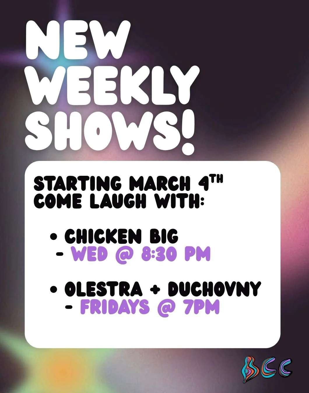 NEW WEEKLY SHOWS DIVAS! STARTING 3/4 COME LAUGH WITH @chickenbigcomedy @duchovnyimprov @olestra_improv