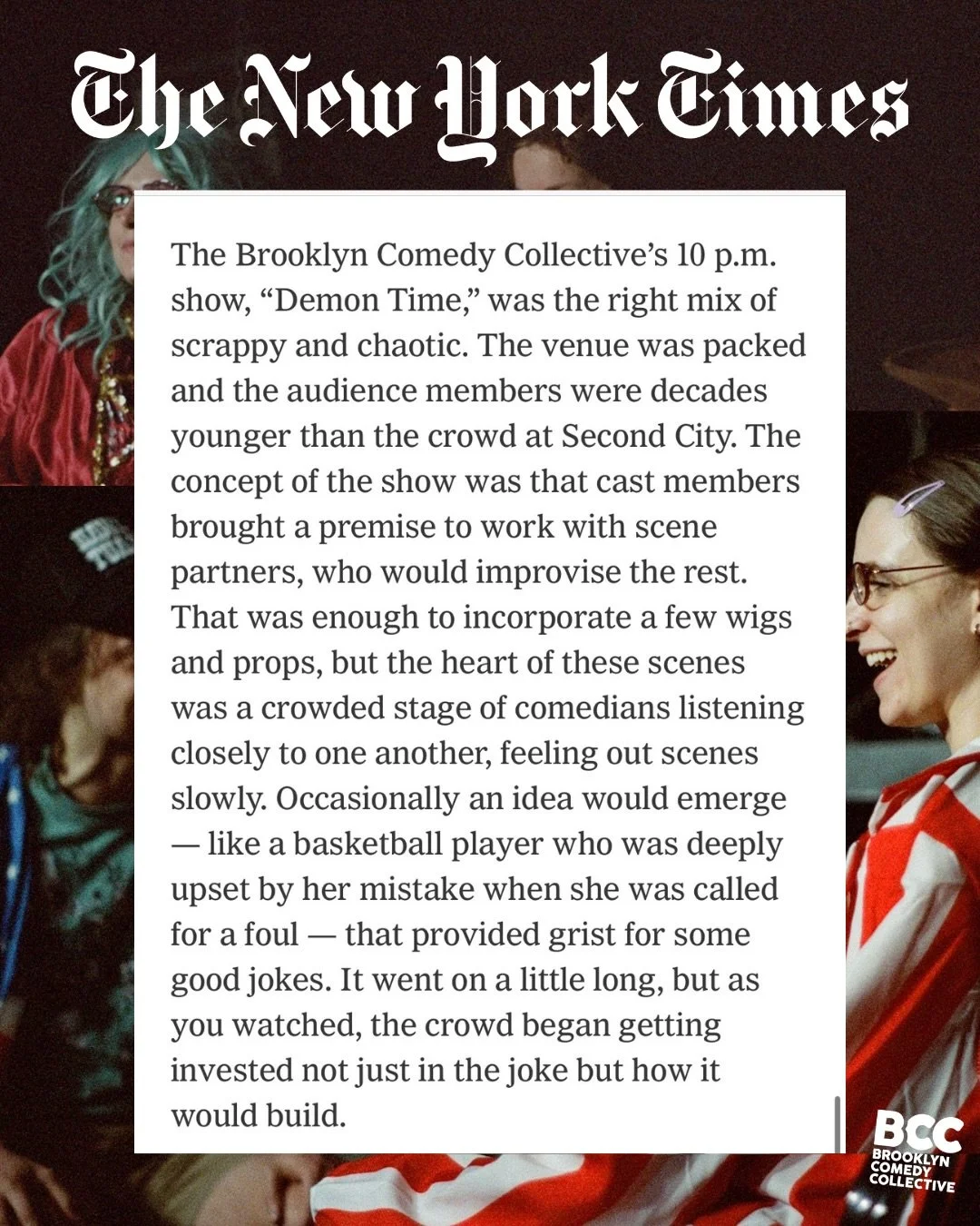 DEMONTIME TONIGHT! FREE SKETCH SHOW AT THE BCC! Thank you for this write up @nytimes 

#comedy #sketch #brooklyn #newyork