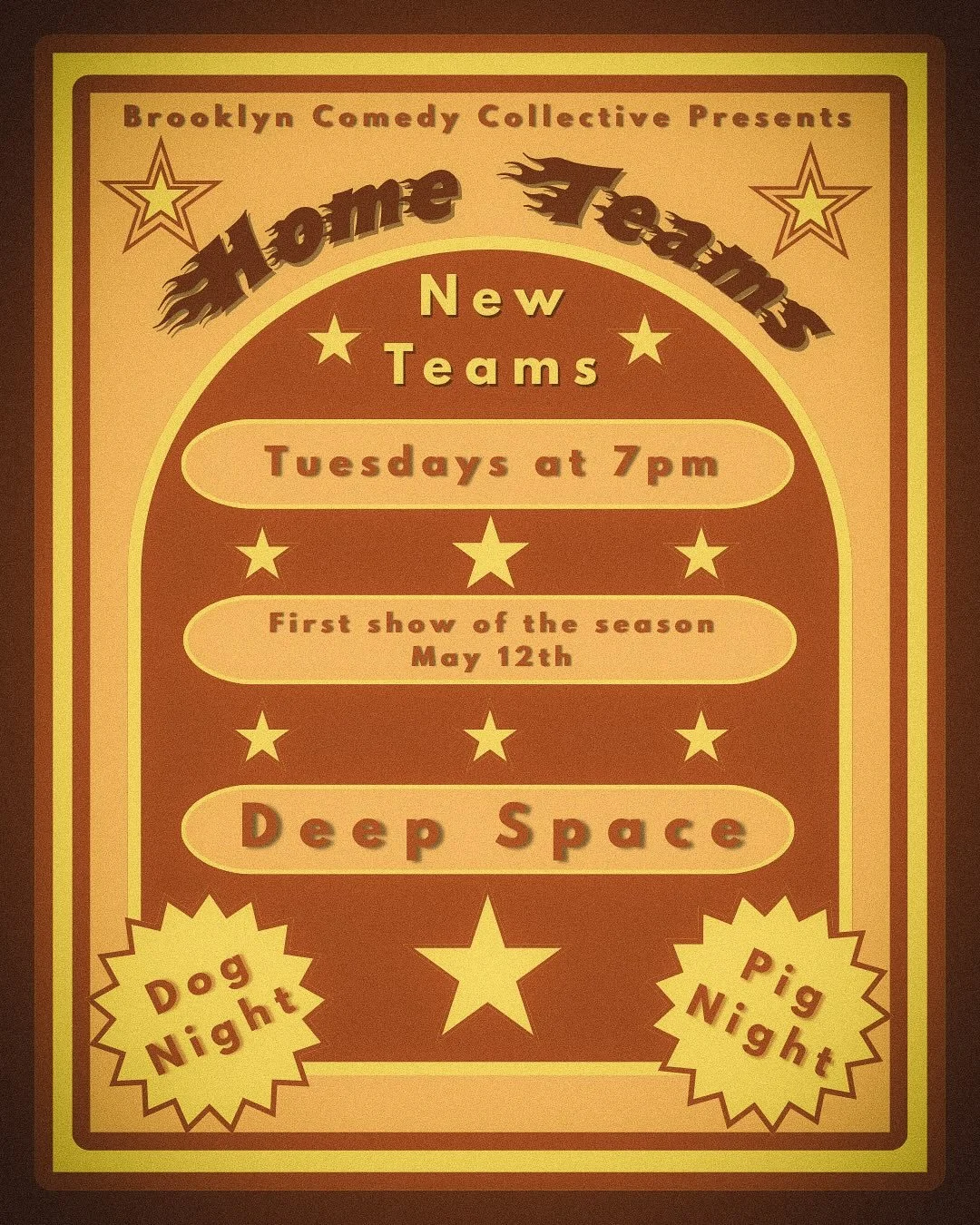 Meet your summer season Home Teams 🥎 These Pigs and Dogs are ready to Swipe and Tag every Tuesday @ 7pm in the Deep Space ⚾️ Take you out to the ball game 🎱 !!!