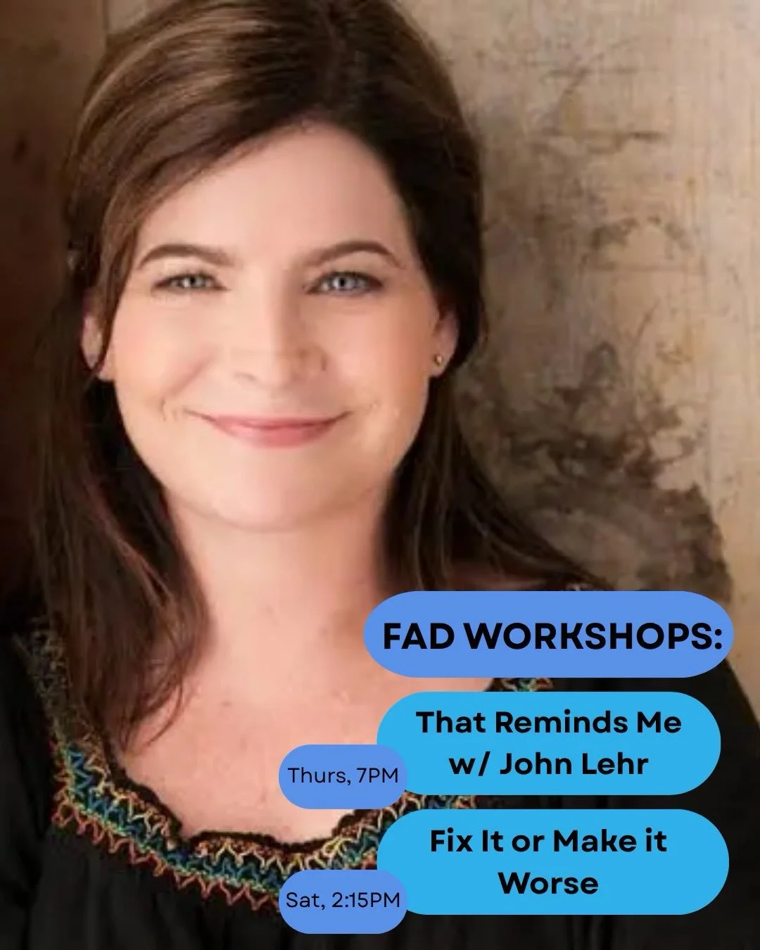 Don&rsquo;t miss IMPROV LEGEND Susan Messing&rsquo;s FAD workshops - few spots still available! And catch her headliner performance with the talented @johnclehr, Saturday 7/11 at 7PM.
