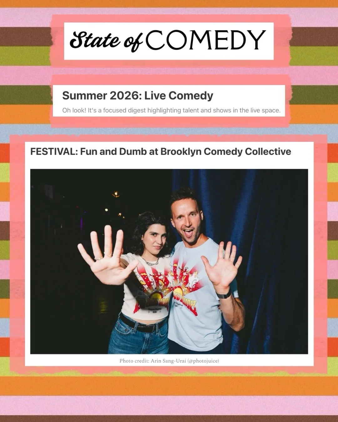 FAD gets highlighted in State of Comedy&rsquo;s Summer &lsquo;26: Live Comedy digest! Thank you @carlyhoogs for the kind words💗