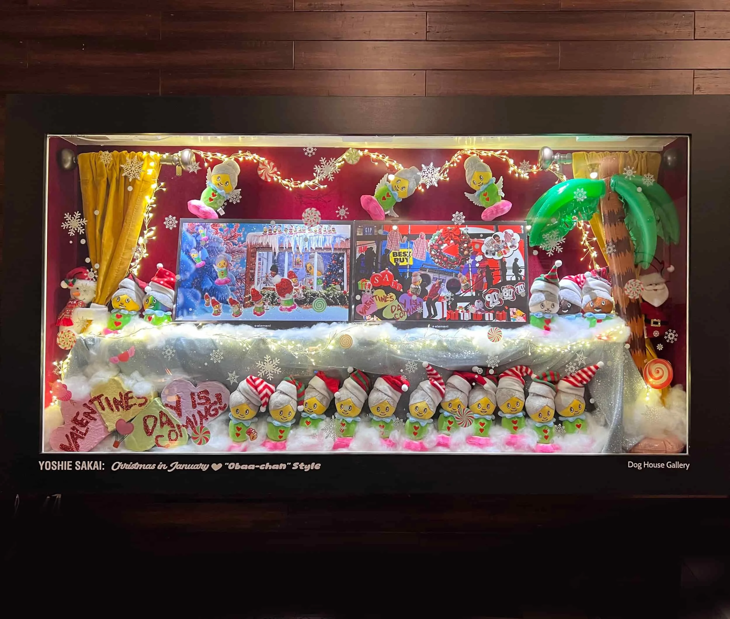 Photograph of Yoshie Sakai's art installation: "Christmas in January 'Obaa-chan' Style"
