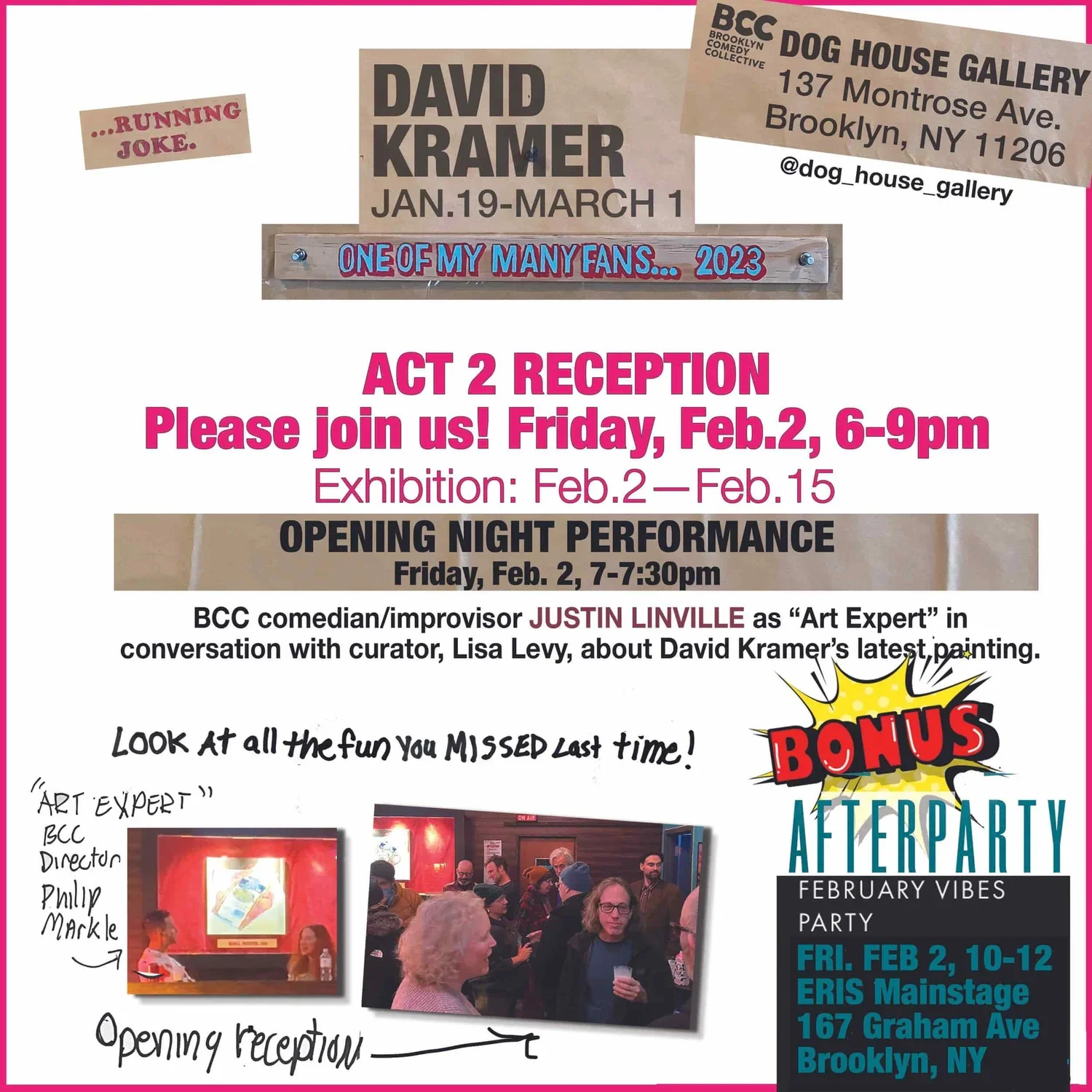 Poster for David Kramer's Reception for "Running Joke­­"
