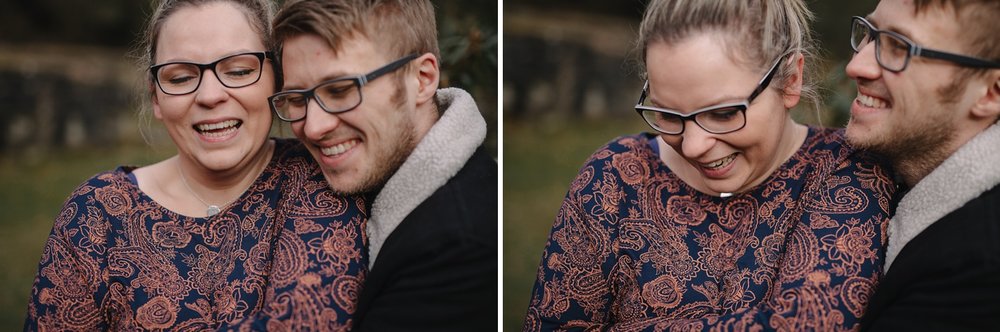 close ups of man and woman smiling and laughing