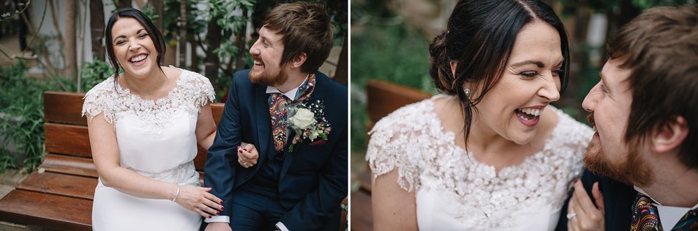 bride laughing at the groom 