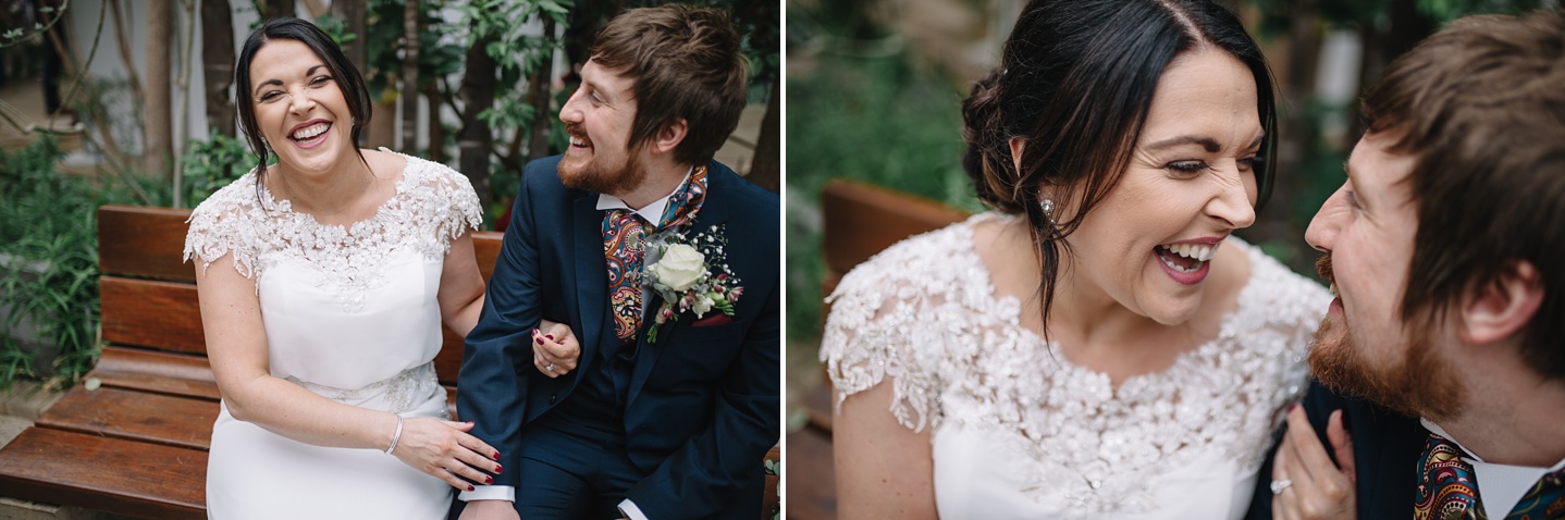 bride laughing at the groom