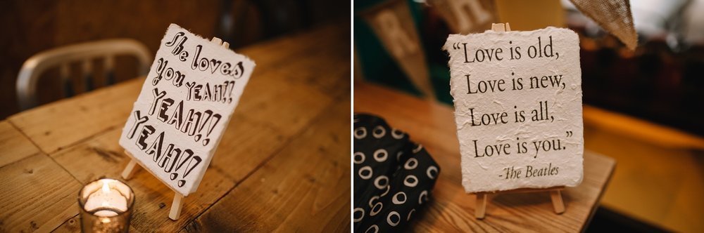 table centre pieces of song lyrics