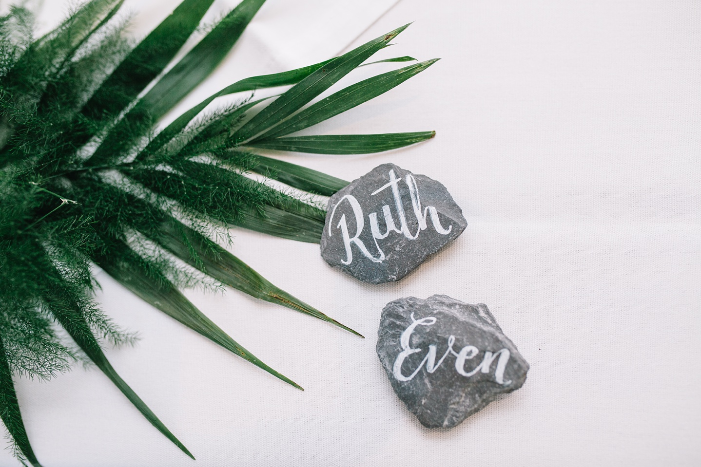 close up of slate name tags at Whirlowbrook Hall
