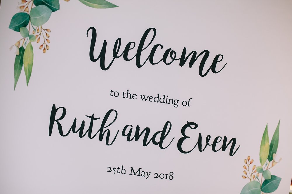 welcome to the wedding of ruth and even sign