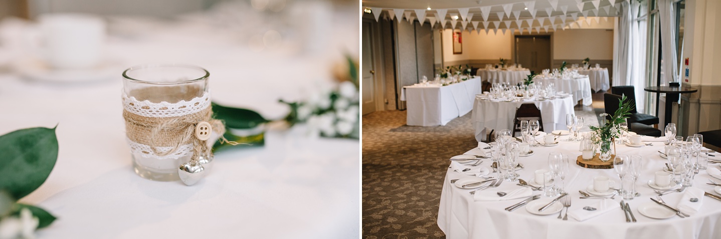 shot of the whole room and fern decor at Whirlowbrook hall