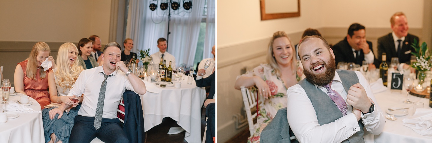 guests laughing during speeches