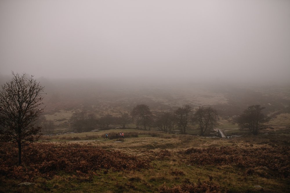 foggy autumn landscape of Padley Gorge Sheffield