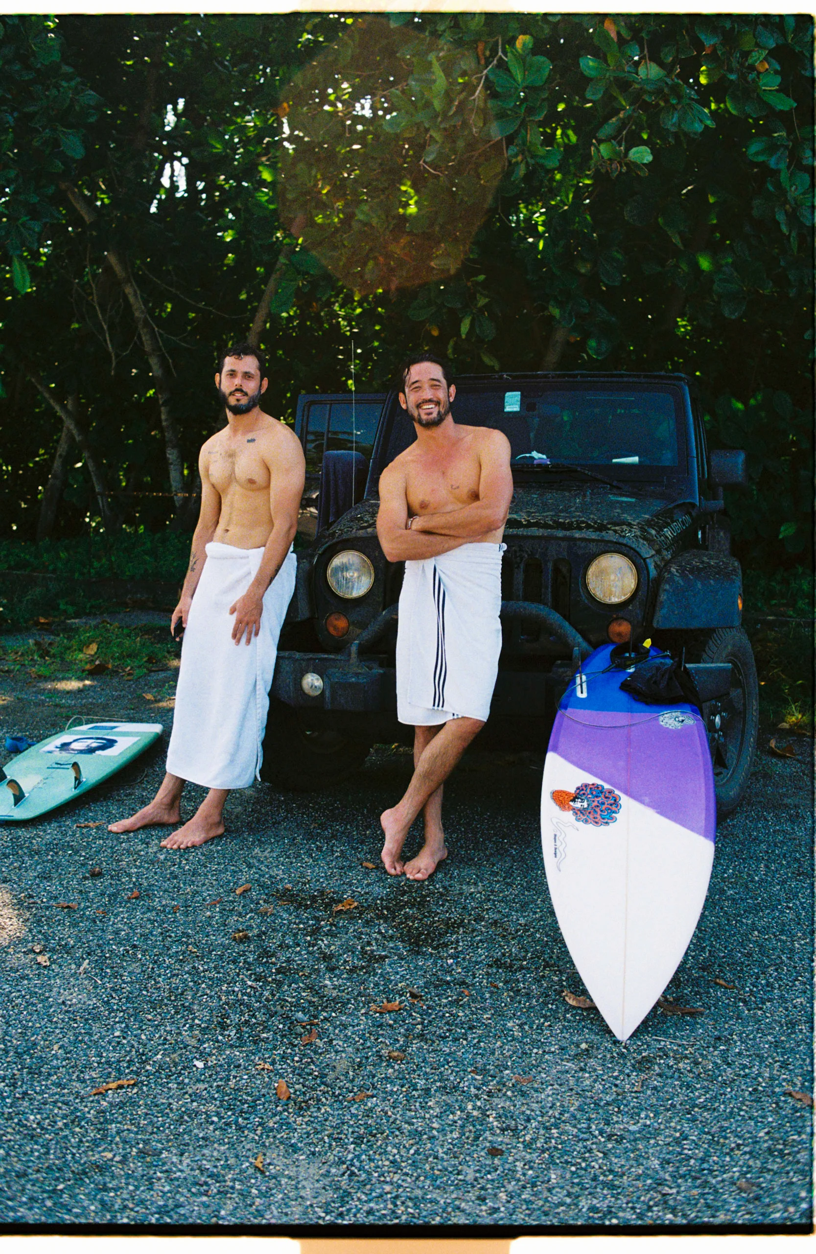 Ari Taymor (left) and Shane Won Murphy (right) after surfing in Mexico.