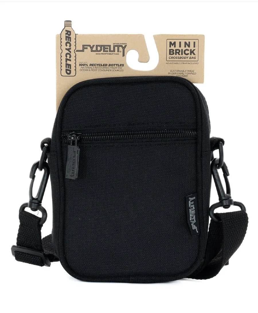 Black Mini Brick Bag made from 100% recycled water bottle