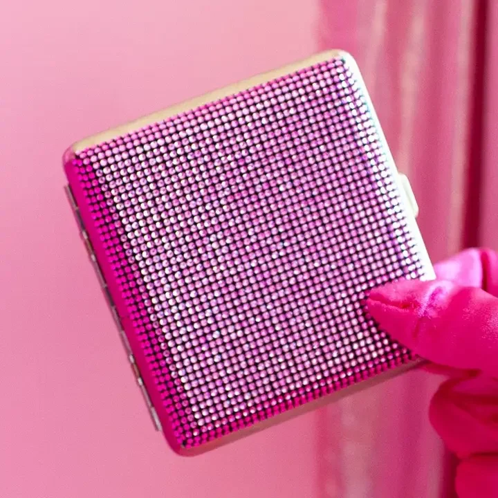 Rhinestone Cig Case- Pink