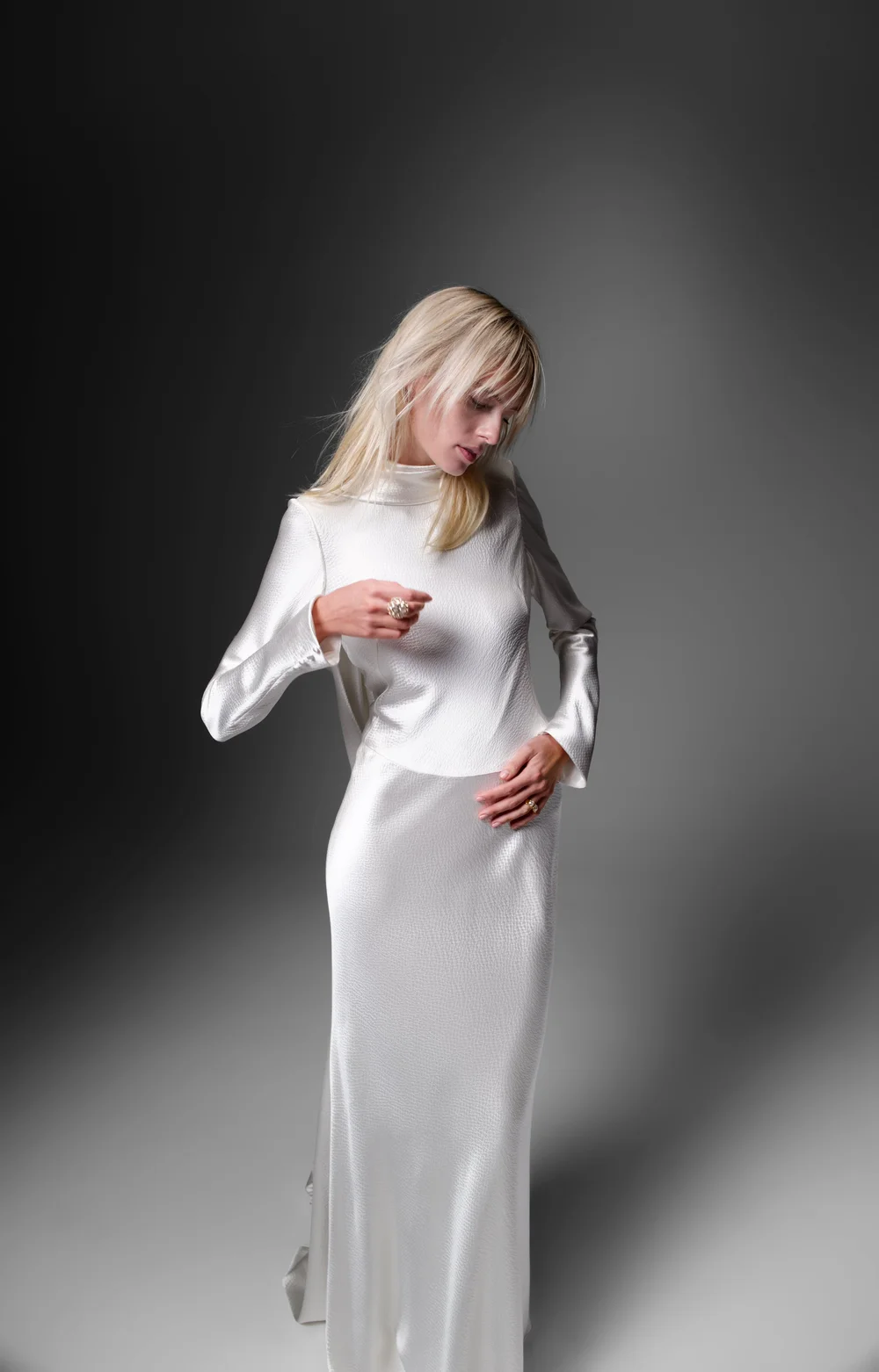 astrid silk dress Sample Gold Champagne Astrid Satin Dress