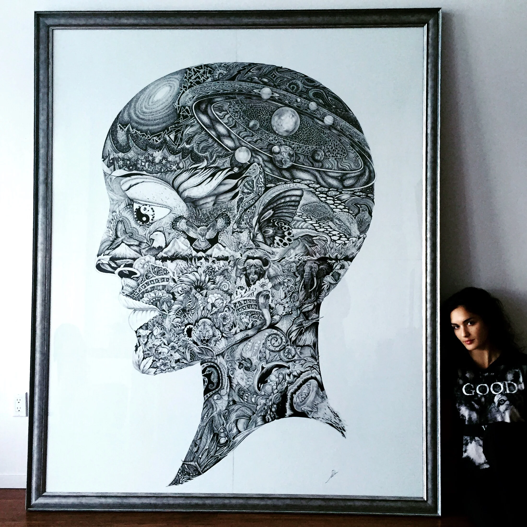 MIlana Blackman with her artwork "Mother Nature"