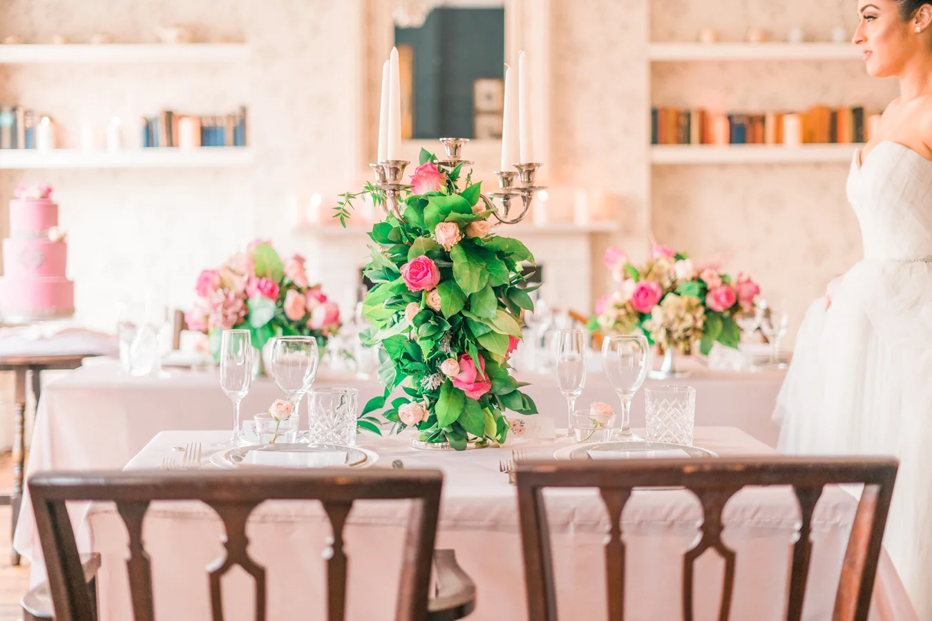 Beautiful wedding table setting and Candelabra